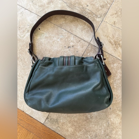 LAUREN RALPH LAUREN vintage olive, green and brown, leather handbag preowned - Picture 9 of 14